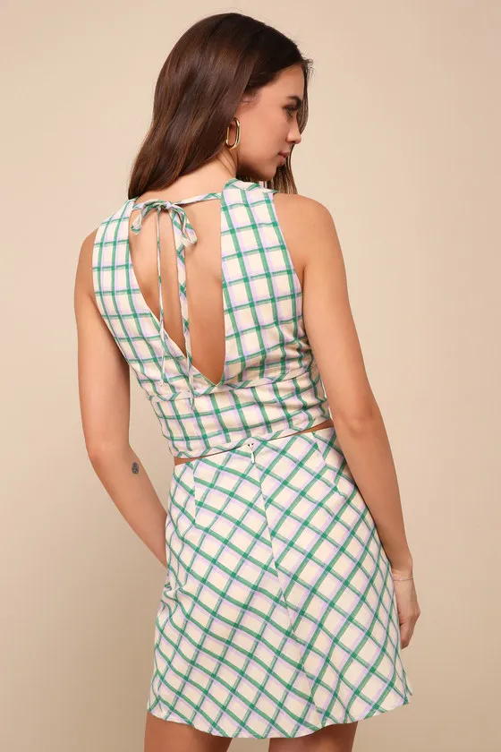 Definitely Adorable Cream Plaid High-Waisted Mini Skirt sold by Lulus product image thumbnail 3