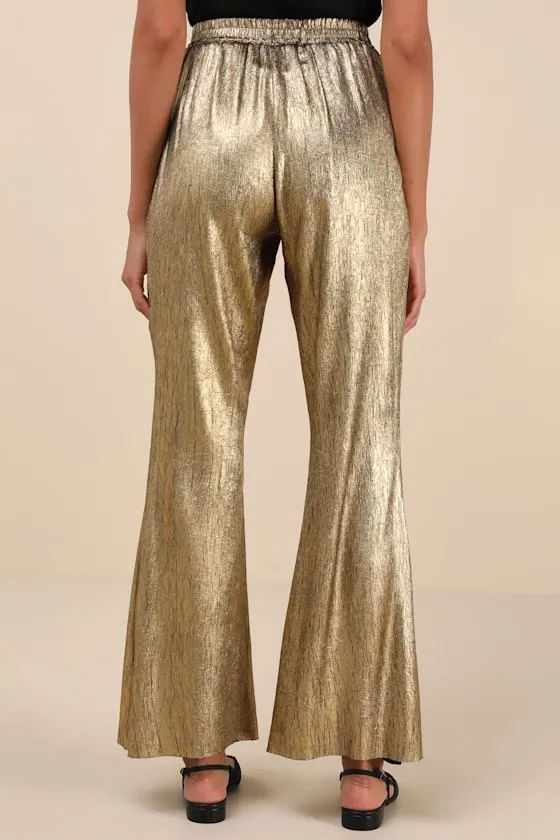 Party Personality Gold Textured Flare Pants sold by Lulus product image thumbnail 2