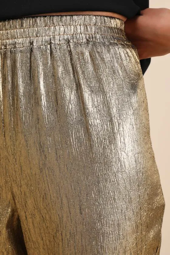 Party Personality Gold Textured Flare Pants sold by Lulus product image thumbnail 4