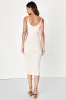 Confident Charisma Beige Ribbed Button-Front Midi Dress sold by Lulus