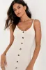Confident Charisma Beige Ribbed Button-Front Midi Dress sold by Lulus