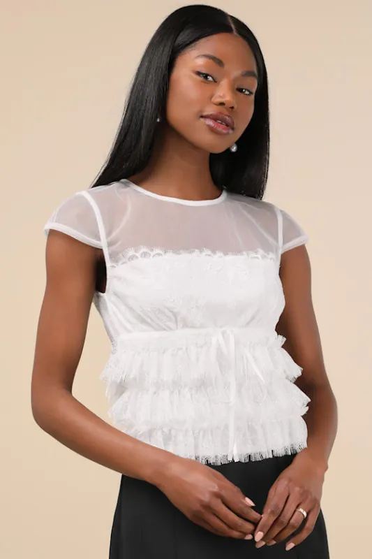 Whimsical Darling White Lace Top sold by Lulus