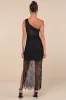 Sensational Flirt Black Sheer Lace One-Shoulder Maxi Dress sold by Lulus