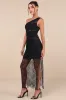 Sensational Flirt Black Sheer Lace One-Shoulder Maxi Dress sold by Lulus