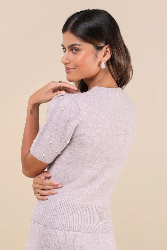 Curated Style Lavender Heathered Pearl Short Sleeve Sweater Top sold by Lulus product image thumbnail 3