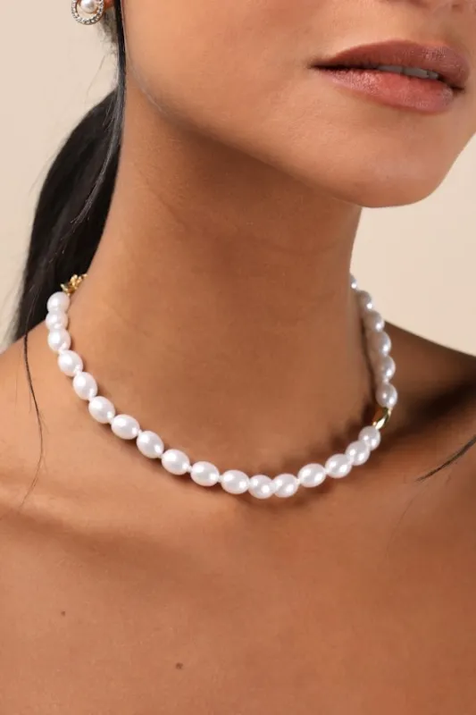 Perci 14KT Gold Pearl Necklace sold by Lulus