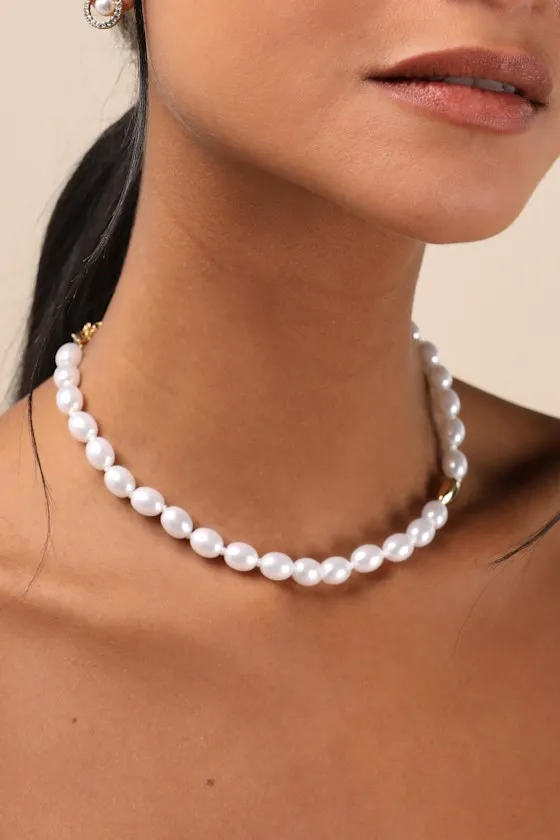 Perci 14KT Gold Pearl Necklace sold by Lulus