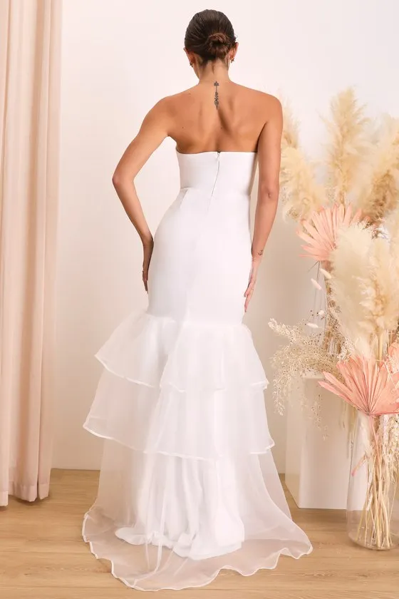 Forever Passionate White Organza Strapless Tiered Maxi Dress sold by Lulus product image thumbnail 2