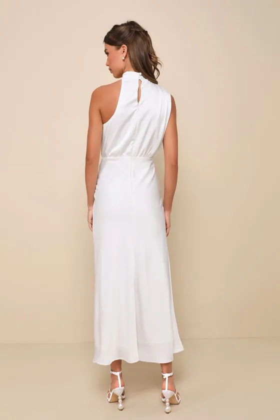Distinctive Charm White Satin Asymmetrical Midi Dress sold by Lulus product image thumbnail 3
