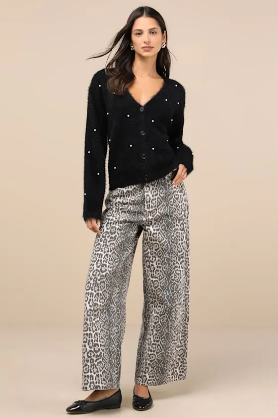 Chic Comforts Black Eyelash Knit Pearl Cardigan sold by Lulus product image thumbnail 3