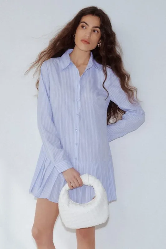 Exquisite Poise Light Blue Striped Collared Mini Dress sold by Lulus