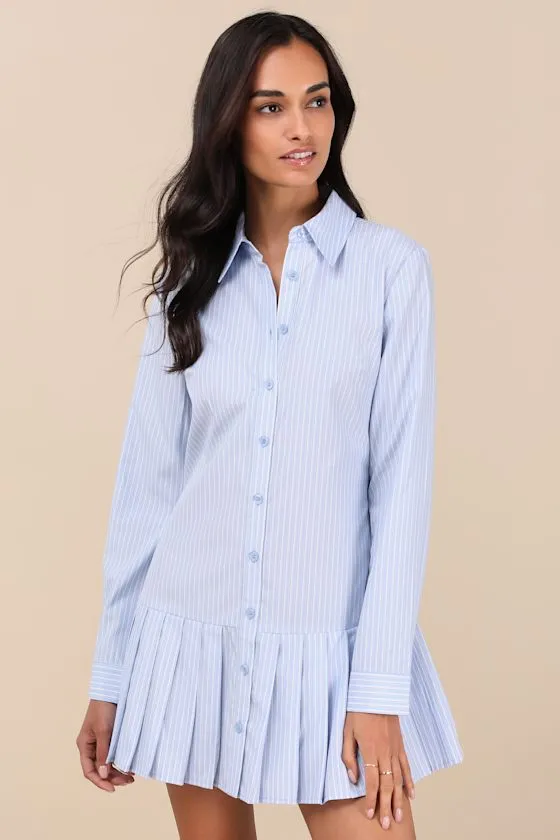 Exquisite Poise Light Blue Striped Collared Mini Dress sold by Lulus product image thumbnail 3