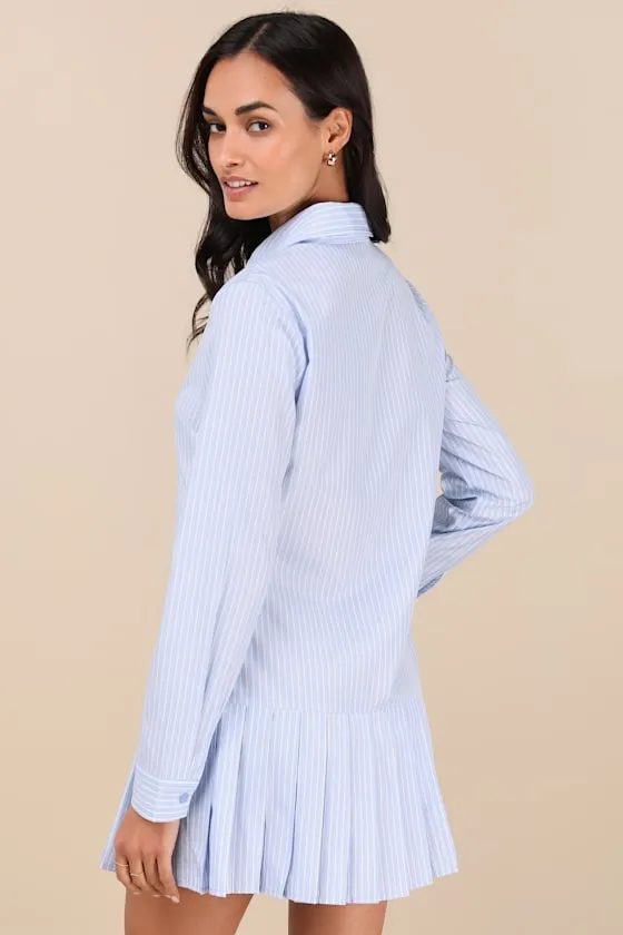 Exquisite Poise Light Blue Striped Collared Mini Dress sold by Lulus product image thumbnail 4