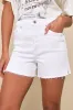 Bottom Line White High-Rise Distressed Denim Shorts sold by Lulus