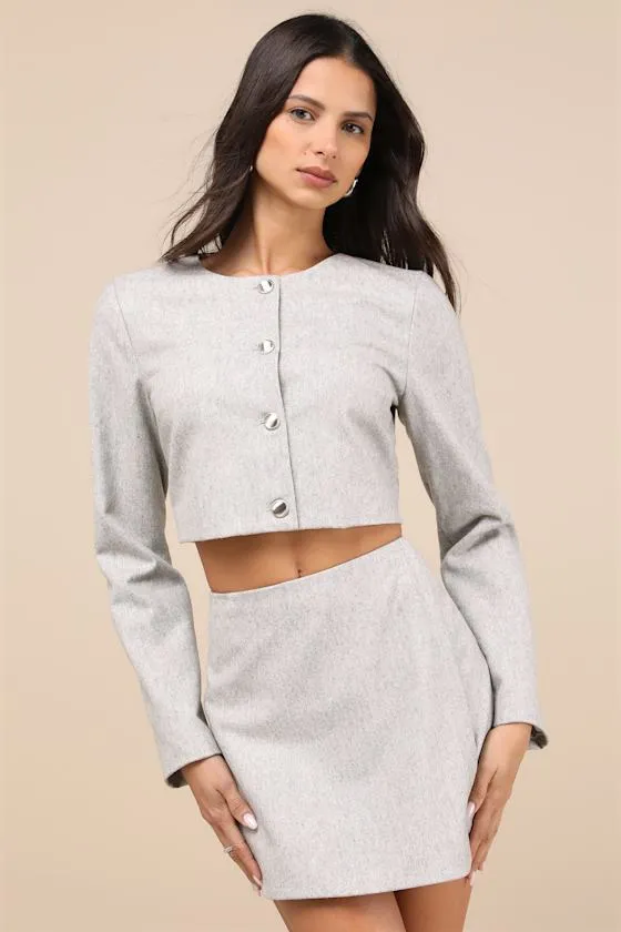 Preppy Pursuit Heather Grey Two-Piece Long Sleeve Mini Dress sold by Lulus product image thumbnail 2