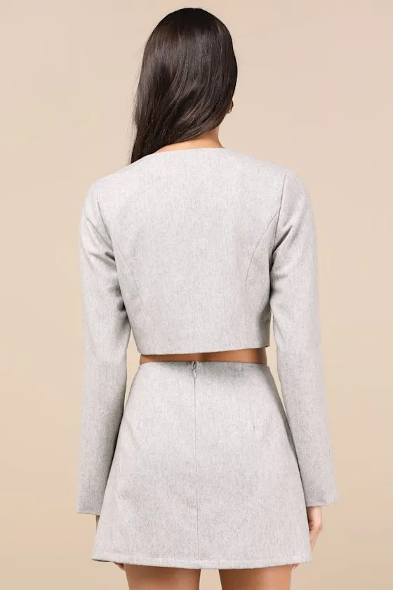 Preppy Pursuit Heather Grey Two-Piece Long Sleeve Mini Dress sold by Lulus product image thumbnail 3