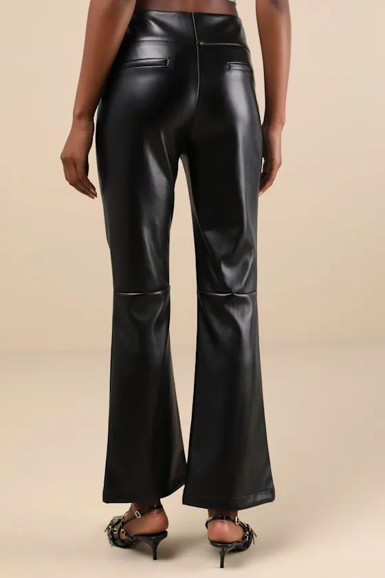 City Status Black Vegan Leather Mid-Rise Bootcut Pants sold by Lulus product image thumbnail 3