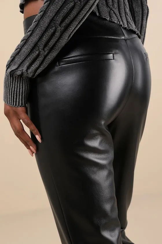 City Status Black Vegan Leather Mid-Rise Bootcut Pants sold by Lulus product image thumbnail 4