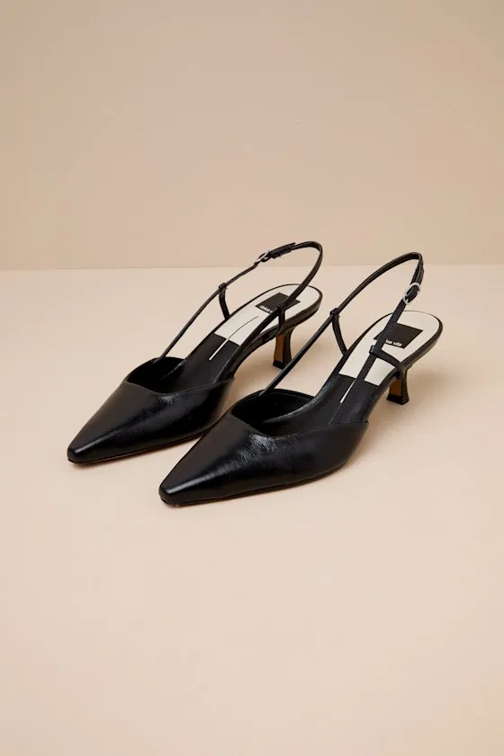 Odela Midnight Leather Pointed-Toe Slingback Pumps sold by Lulus product image thumbnail 2