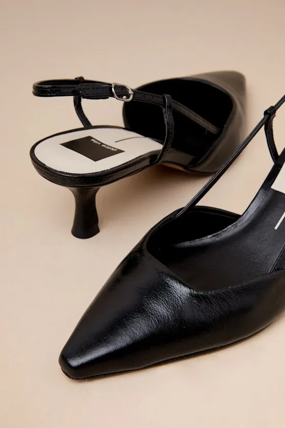 Odela Midnight Leather Pointed-Toe Slingback Pumps sold by Lulus product image thumbnail 4