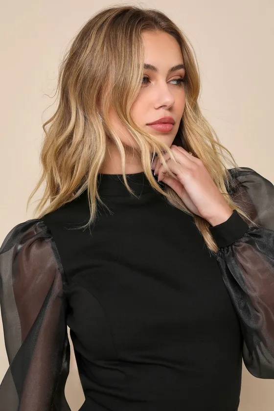 Seeking Sophistication Black Backless Balloon Sleeve Romper sold by Lulus product image thumbnail 4