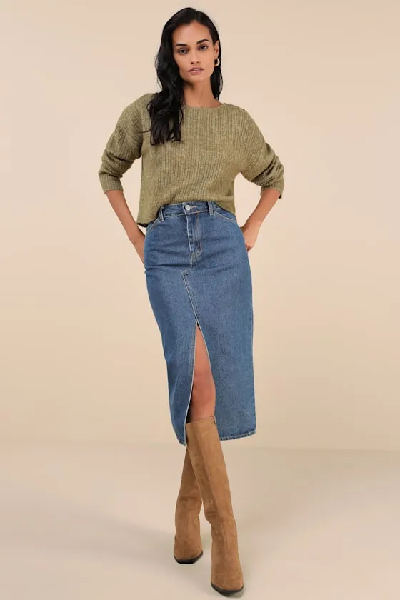 Cozy Composure Olive Marled Cropped Pullover Sweater sold by Lulus product image thumbnail 3