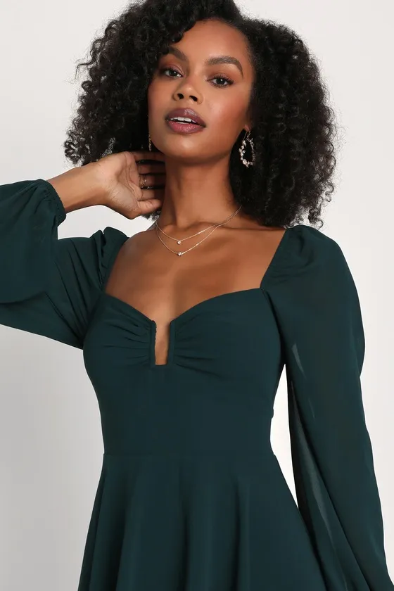 Tier to Enchant Emerald Green Long Sleeve Tiered Maxi Dress sold by Lulus product image thumbnail 3
