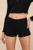 Cuddly Aura Black Ribbed Henley Two-Piece Pajama Set sold by Lulus