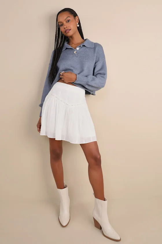 Comfy Ideal Heather Blue Collared Cropped Pullover Sweater sold by Lulus product image thumbnail 3