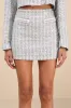 Notable Glitter Silver Tweed Sequin Mini Skirt sold by Lulus