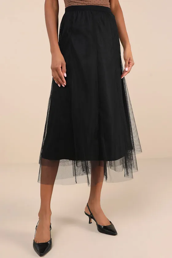 Fabulous Chicness Black Tulle High-Rise Midi Skirt sold by Lulus product image thumbnail 2