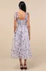 Prettiest Invite Lavender Floral Organza Tie-Strap Midi Dress sold by Lulus
