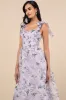 Prettiest Invite Lavender Floral Organza Tie-Strap Midi Dress sold by Lulus