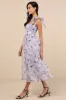 Prettiest Invite Lavender Floral Organza Tie-Strap Midi Dress sold by Lulus