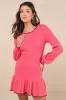 Coziest Poise Pink Cable Knit Long Sleeve Sweater Mini Dress sold by Lulus
