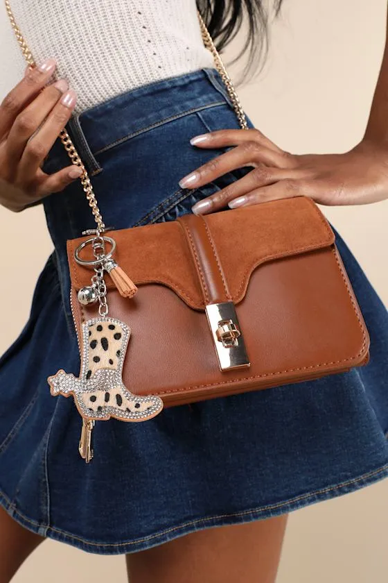 Cowgirl Up Beige Leopard Print Western Boot Keychain sold by Lulus