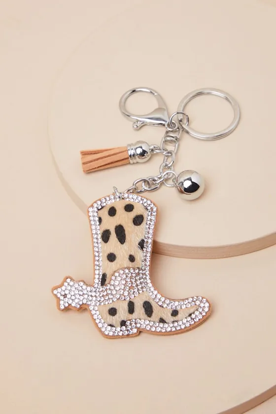 Cowgirl Up Beige Leopard Print Western Boot Keychain sold by Lulus product image thumbnail 2