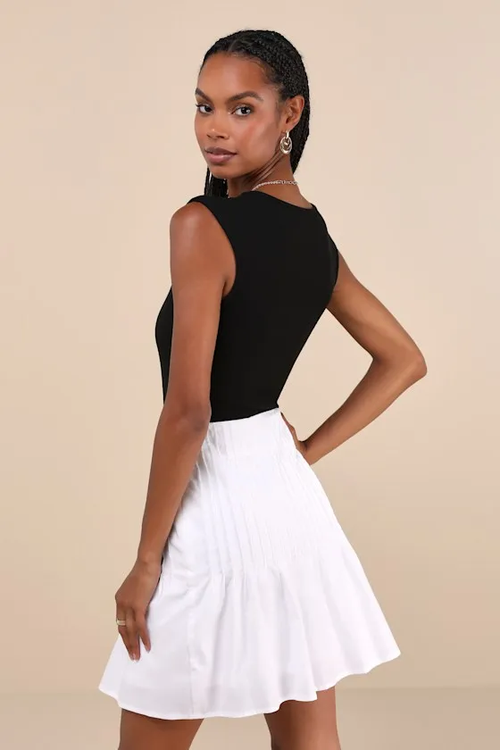 Exceptional Sweetie White Pintuck High-Rise Mini Skirt sold by Lulus product image thumbnail 3