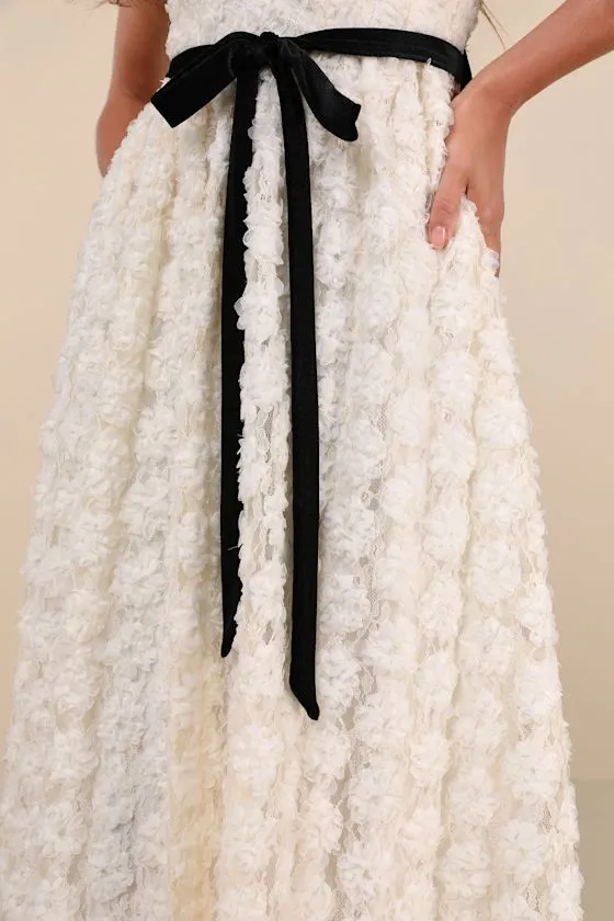 Cute Merriment Ivory 3D Floral Applique Lace Midi Dress sold by Lulus product image thumbnail 4