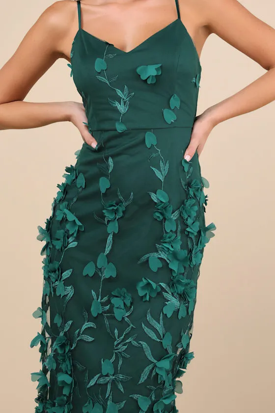 Limitless Adoration Emerald 3D Floral Embroidered Midi Dress sold by Lulus product image thumbnail 3