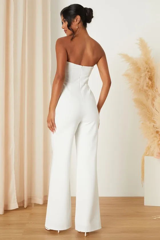 Adoring Occasion White Strapless Wide-Leg Jumpsuit sold by Lulus product image thumbnail 3