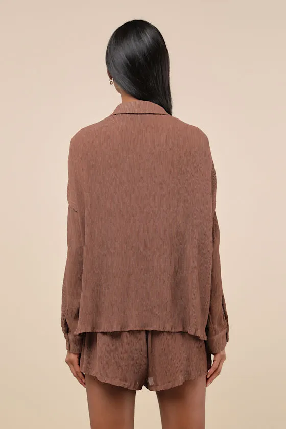 Style Update Brown Long Sleeve Button-Up Top sold by Lulus product image thumbnail 2