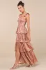Stunning Glory Dusty Pink Floral Jacquard Tiered Maxi Dress sold by Lulus