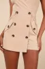 Feeling So Chic Tan Surplice Double-Breasted Skort Romper sold by Lulus