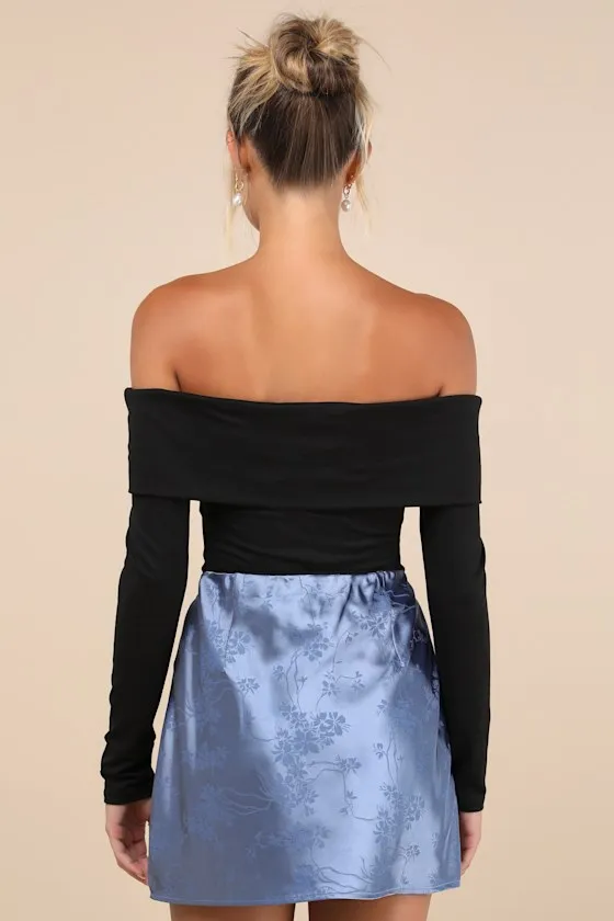 Darling Moves Blue Satin Jacquard Mini Skirt sold by Lulus product image thumbnail 2