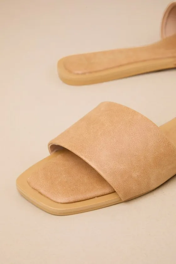 Brenner Camel Flat Square-Toe Slide Sandals sold by Lulus product image thumbnail 4