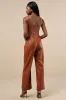 Trendiest Cutie Brown Vegan Leather Straight Leg Jumpsuit sold by Lulus
