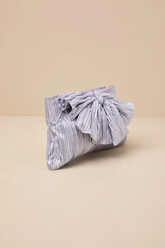 Odilia Lavender Lurex Pleated Bow Clutch sold by Lulus product image thumbnail 2