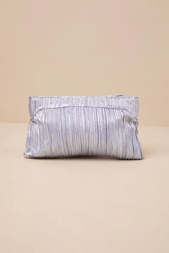 Odilia Lavender Lurex Pleated Bow Clutch sold by Lulus product image thumbnail 3