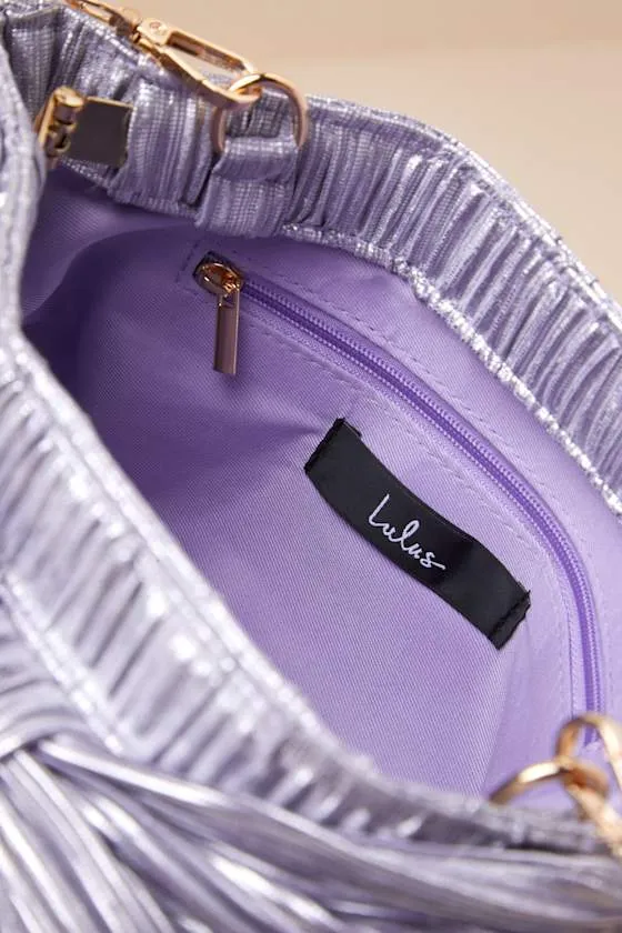 Odilia Lavender Lurex Pleated Bow Clutch sold by Lulus product image thumbnail 4